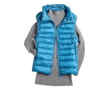 Women's Puffer Gilet Packable Quilted Vest Padded Outwear Vest Ladies Warm Sleeveless Down Jacket (Blue,4XL)