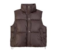 Womens Puffer Gilet | Sleeveless Vest Jacket Women Solid Color Down Jacket Women Waterproof Soft Comfortable Zipper Vest Jacket Winter Fashion Stand Collar Women's Cardigan Vest with Buttons