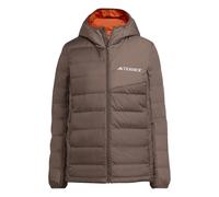 adidas Women's Terrex Multi Light Down CLIMAWARM Hooded Jacket, Earth Strata/Trace Brown, XS