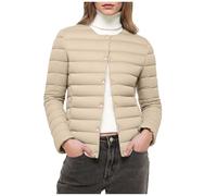Womens Puffer Jacket,Ladies Lightweight Down Jackets Plain Short Quilted Puffer Coats Casual Slim Fit Long Sleeve Buttons Autumn Winter Padded Coat Warm Outerwear with Pockets