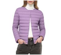 Womens Puffer Jacket,Ladies Lightweight Down Jackets Plain Short Quilted Puffer Coats Casual Slim Fit Long Sleeve Buttons Autumn Winter Padded Coat Warm Outerwear with Pockets