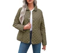 Womens Puffer Jacket Women's Winter Quilted Jackets Long Sleeve Button Down Diamond Puffer Jacket Outerwear Coats