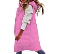 Women's Puffer Long Gilets Oversized Womens Winter Long Sleeveless Jacket Ladies Waterproof Down Gilet Zip Hooded Gilet for Women UK Winter Vest Tops Womens UK Body Down Warmers for a Woman