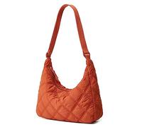 Women's Puffer Totes Fashion Quilted Shoulder Crossbody Bag Solid Color Rhombus Down Padded Handbag Dumpling Purse, Orange