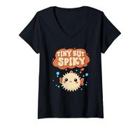 Women's Pufferfish Tiny But Spiky V-Neck T-Shirt