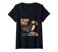 Women's Puffin Coastal Bird Introvert Bird Lover Gift V-Neck T-Shirt