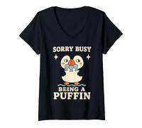 Women's Puffin Coastal Bird Introvert Bird Lover Gift V-Neck T-Shirt