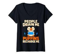 Women's Puffin Coastal Bird Introvert Bird Lover Gift V-Neck T-Shirt