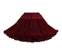 Womens Puffy Fancy Dress Tutus for Adults - Layered Tulle Skirts with Ruffle Flounce - Wine Red