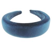 Womens Puffy Occasion Wedding Bridal Party Birthday Christmas Evening Wide 4cm Thick High Bump Padded Velvet Velour Hair Hairband Accessories Headband Alice Band (Teal)