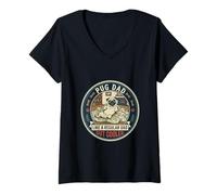 Women's Pug Dad Like A Regular Dad But Cooler Dog Dad V-Neck T-Shirt
