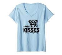 Women's Pug Kisses fix Everything V-Neck T-Shirt