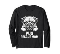 Womens Pug Rescue Mom Dog Adoption Peeking Pug Puppy Long Sleeve T-Shirt