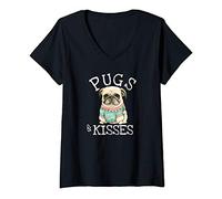 Womens Pug Shirts Gifts Funny Dog Mom Owner Blouse Clothes Tops V-Neck T-Shirt