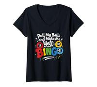 Women's Pull My Balls and Make Me Yell Bingo V-Neck T-Shirt
