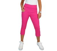 Women's Pull On Cropped Trousers Ladies Summer Stretch Bengaline Elasticated Waist Summer Capri Hot Pink 8-20 (12)