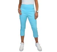 Women's Pull On Cropped Trousers Ladies Summer Stretch Bengaline Elasticated Waist Summer Capri Light Turquoise 8-20 (10)