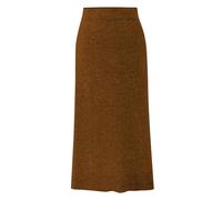 Women's Pull-On Knit Midi Skirt Side Slit High Waist Casual Solid Stretch Mid Calf Fall Winter Long Bodycon Pencil Skirt for Work Office Daily Wear Brown