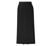 Women's Pull-On Knit Midi Skirt Side Slit High Waist Casual Solid Stretch Mid Calf Fall Winter Long Bodycon Pencil Skirt for Work Office Daily Wear Black