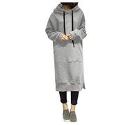 Womens Pullover Hoodies Winter Oversized Warm Tops Women Winter Warm Hooded Hoodie Baggy Pullover Oversize Sweatshirt Long Dress Tunic Hoodie (Grey, M)