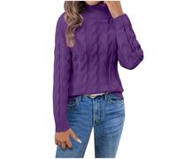 Womens Pullover Sweater Turtle Neck Jumper for Women Winter Autumn Warm Cropped Long Sleeve Casual Tunic Tops Twisted Cable Knit Sweaters Thick Jumper Cosy Tops Ladies Outfits Outdoor