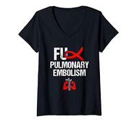 Womens Pulmonary Embolism Awareness Warrior PE Supporter V-Neck T-Shirt