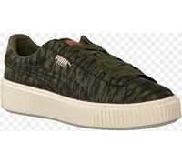 WOMENS PUMA BASKET PLATFOAM NIGHT OLIVE GREEN TRAINERS