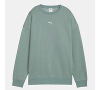 Women's Puma Essential Oversized Crew Neck Sweatshirt in Green