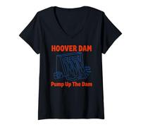 Women's Pump Up The Dam Hoover Dam Nevada Retro Camera Trip V-Neck T-Shirt