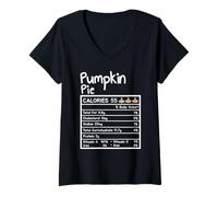 Womens Pumpkin Pie Nutrition Facts Tee Thanksgiving Matching Family V-Neck T-Shirt