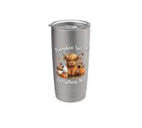 Womens Pumpkin Spice & Everything Nice Highland Cow Lover Stainless Steel Insulated Tumbler