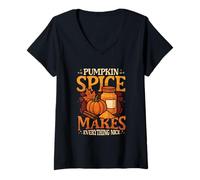 Womens Pumpkin Spice Makes Everything Nice Fall Pumpkin Spice V-Neck T-Shirt