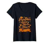 Womens Pumpkin Spice Not So Nice Halloween Humor Apparel V-Neck T-Shirt