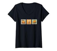 Womens Pumpkin Spice Postal Stamp Retro Fall Postage Stamps Coffee V-Neck T-Shirt