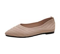 Womens Pumps Black Canvas Shoes Women Pavers Ladies Casual Pointed Toe Fly Woven Striped Shallow Mouth Flat Bottom Large Size Knitted Shoes Single Walking Shoes For Women Canvas Shoes For (Khaki, 5.5)