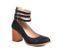 Women's Pumps Round Toe Block Heels Sandals Ankle Buckle Bottom Chunky Mary Jane Shoes omfortable Dress Party Dinner Wedding Shoes,Black,4 UK