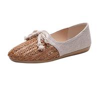 Women's Pumps Shoes - Flat Heel Shoes Women's Ballet Flats Shoes Classic Flat Low Shoes Elegant with Laced Bow Ballet Flat Elegant Flat Shoes Soft Comfortable Women's Shoes, brown, 5 UK