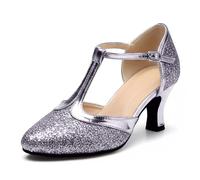 Women's Pumps with Strappy Pumps Performance Party Dance Sandals Professional Dance Exercise Tango Waltz Wedding Shoes Ballroom Social Salsa Pumps, silver, 4.5 UK