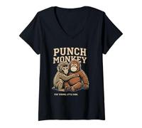 Women's Punch Monkey Stay Strong Little Dude V-Neck T-Shirt