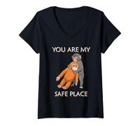 Women's Punch Sad Monkey You are My Safe Place V-Neck T-Shirt