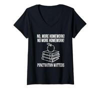 Women's Punctuation Matters, Funny Grammar Teacher Homework V-Neck T-Shirt