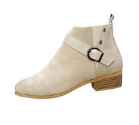 Womens Punk Ankle Boots Featuring Goth Buckle Strap & Side Zipper Suede Ladies Boots Chunky Low Heel Stylish and Comfortable Bootie Classic Winter Short Booties Adults Zip-up Boot Shoes