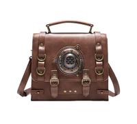Womens Punk Crossbody Bag PU Leather Shoulder Bag Old Styles Messengers Bag Student School Bag Top Handle Bag for Daily