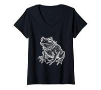 Women's Punk Frog Grunge Rebel Frog Alternative Style V-Neck T-Shirt