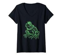 Women's Punk Frog Grunge Rebel Frog Alternative Style V-Neck T-Shirt