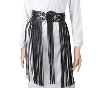 Womens Punk PU Leather Fringe Skirt Belt Vintage Tassel Waistband Gothic Waist Belt Belly Body Chain Rave Outfit Nightclub Wear Halloween Cosplay Party Festival Rocker Dance Performance Costume