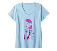 Womens Punk Woman with Pink Mohawk Kindness V-Neck T-Shirt