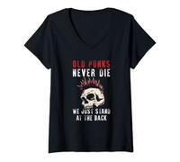 Womens Punker Old Punks Never Die Just Stand At The Back Mohawk V-Neck T-Shirt