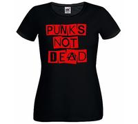Womens Punks Not Dead Punk Rock Music Anarchy Lady Fit Black T-Shirt [M]