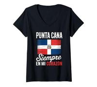 Womens Punta Cana Siempre En Mi Corazon Souvenirs Native Country V-Neck T-Shirt